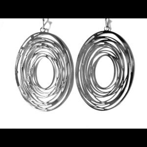 Silver-tone Shiny Oval Earrings